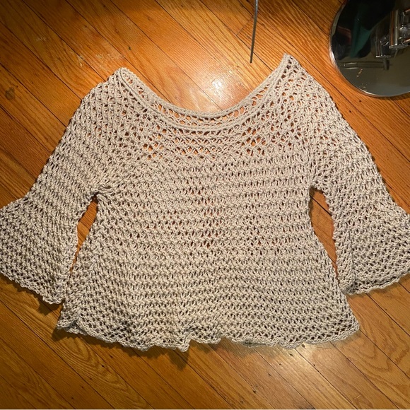 Cream Crochet 3/4 Sleeve Top - Picture 4 of 5